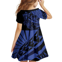 Blue Marquesas Islands Family Matching Off Shoulder Maxi Dress and Hawaiian Shirt Marquesan Matatiki Hammerhead Shark Patutiki LT14 - Polynesian Pride