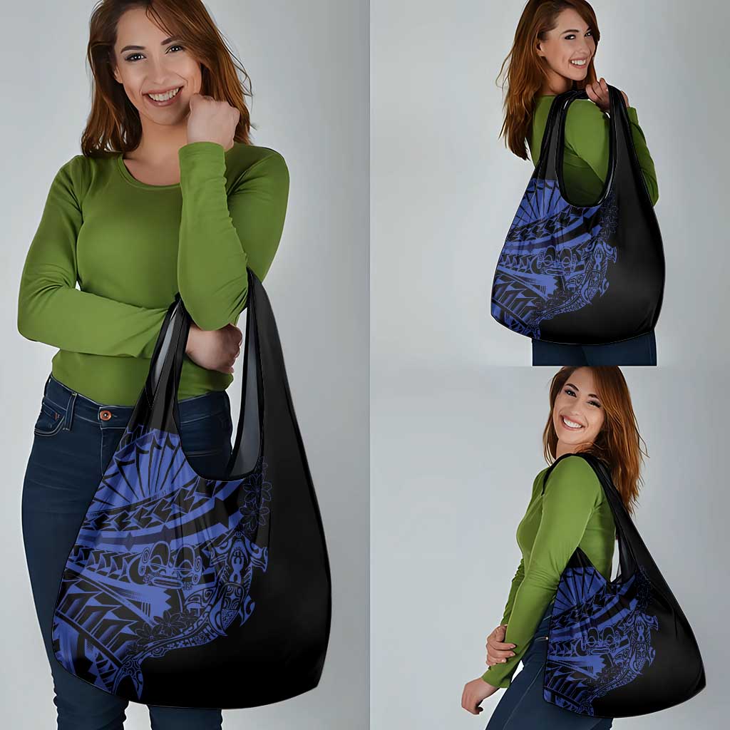 Blue Marquesas Islands Grocery Bag Marquesan Matatiki Hammerhead Shark Patutiki - Polynesian Pride