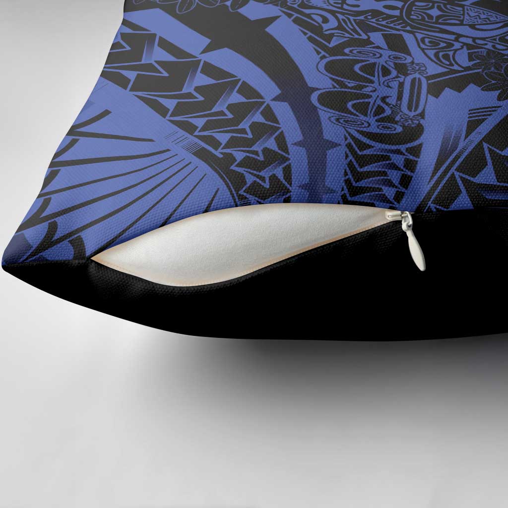 Blue Marquesas Islands Pillow Cover Marquesan Matatiki Hammerhead Shark Patutiki - Polynesian Pride