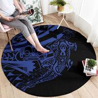 Blue Marquesas Islands Round Carpet Marquesan Matatiki Hammerhead Shark Patutiki LT14 - Polynesian Pride