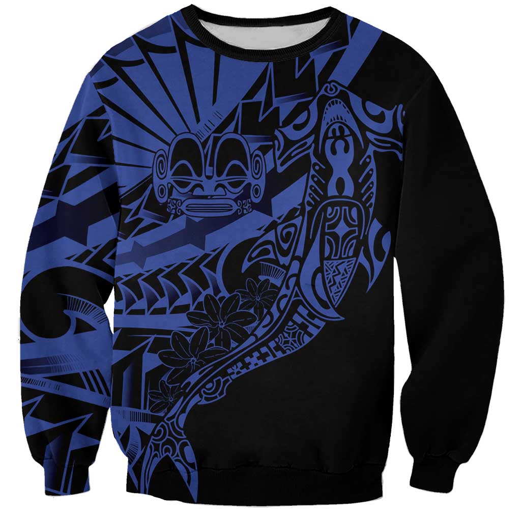 Blue Marquesas Islands Sweatshirt Marquesan Matatiki Hammerhead Shark Patutiki LT14 Unisex Blue - Polynesian Pride