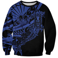 Blue Marquesas Islands Sweatshirt Marquesan Matatiki Hammerhead Shark Patutiki LT14 Unisex Blue - Polynesian Pride