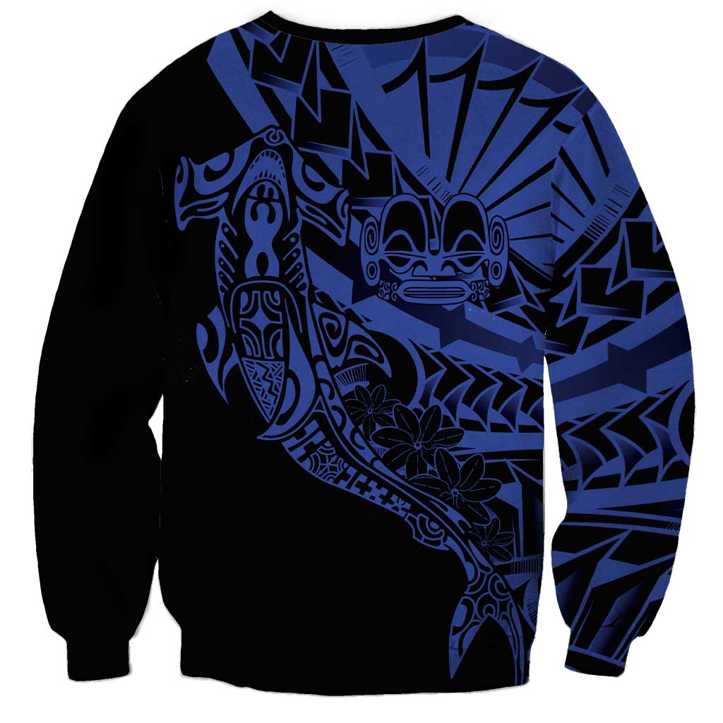Blue Marquesas Islands Sweatshirt Marquesan Matatiki Hammerhead Shark Patutiki LT14 - Polynesian Pride