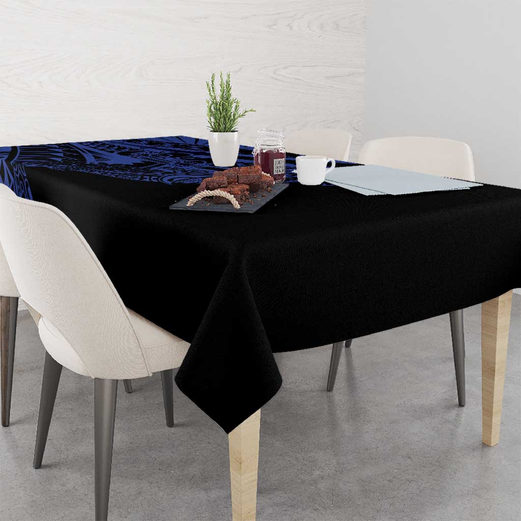 Blue Marquesas Islands Tablecloth Marquesan Matatiki Hammerhead Shark Patutiki - Polynesian Pride