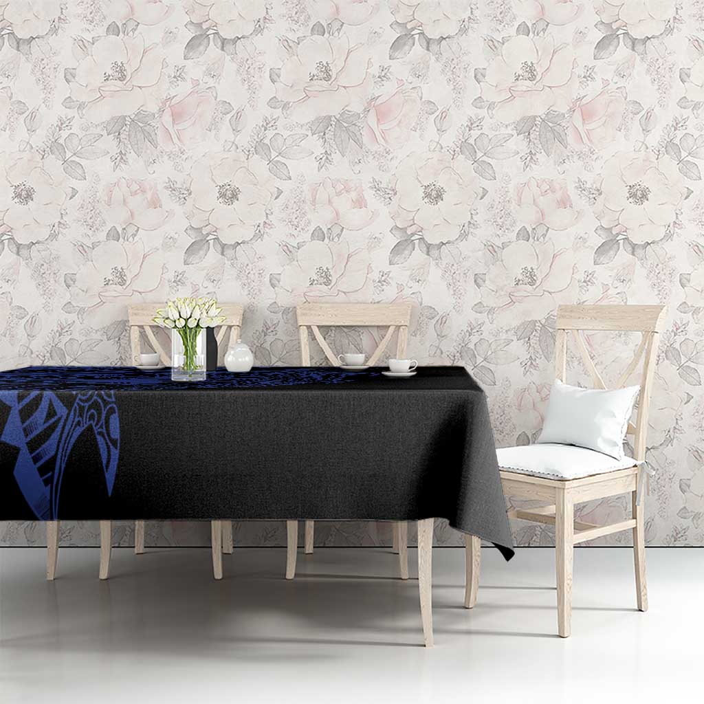 Blue Marquesas Islands Tablecloth Marquesan Matatiki Hammerhead Shark Patutiki - Polynesian Pride