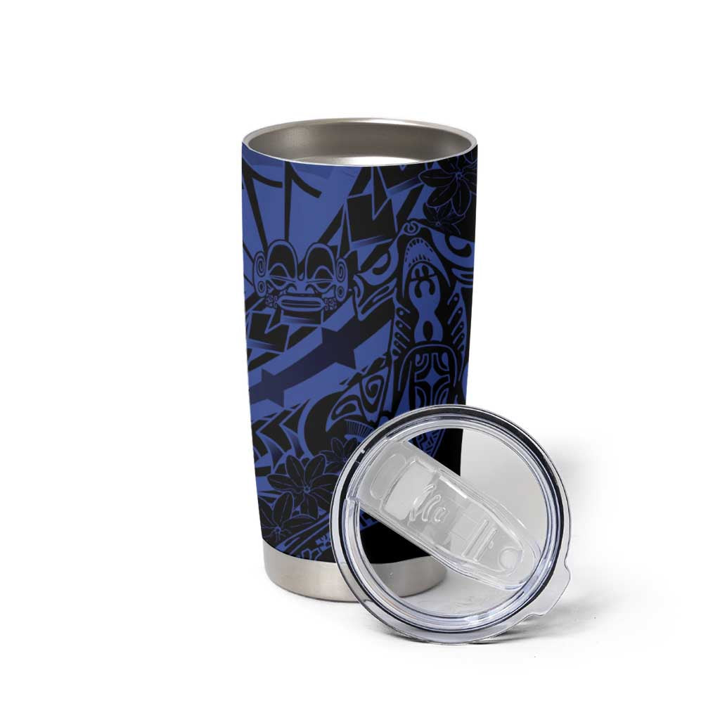Blue Marquesas Islands Tumbler Cup Marquesan Matatiki Hammerhead Shark Patutiki LT14 - Polynesian Pride