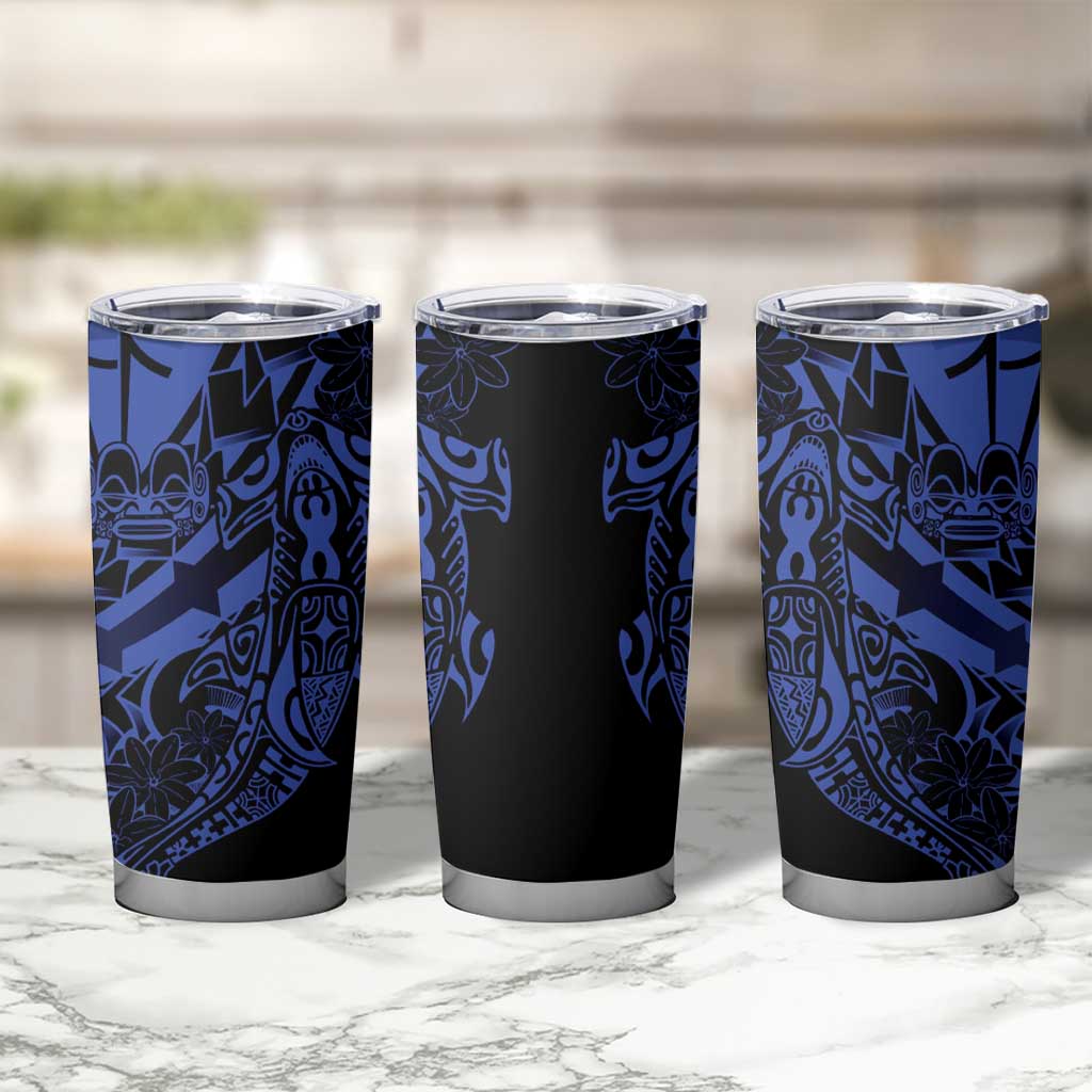 Blue Marquesas Islands Tumbler Cup Marquesan Matatiki Hammerhead Shark Patutiki LT14 - Polynesian Pride