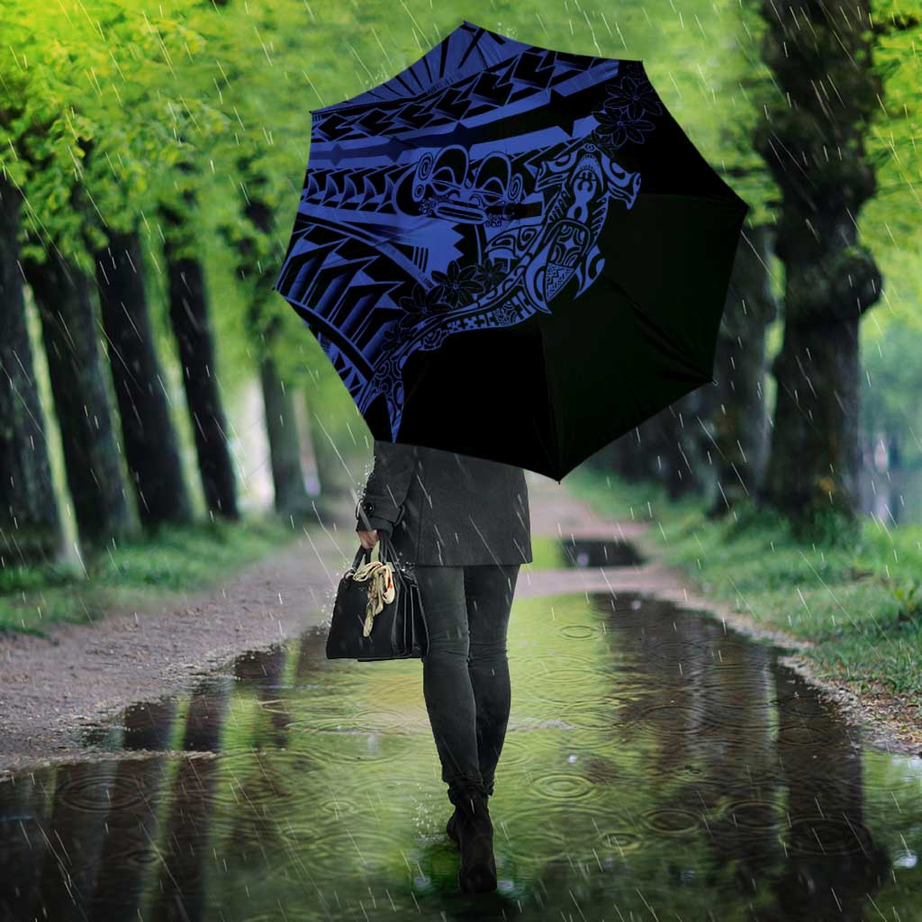 Blue Marquesas Islands Umbrella Marquesan Matatiki Hammerhead Shark Patutiki - Polynesian Pride