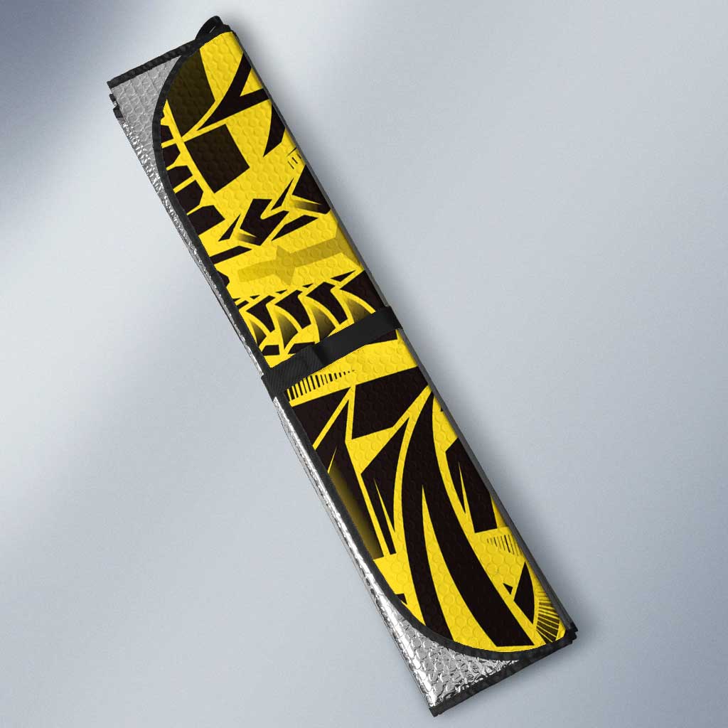 Yellow Marquesas Islands Auto Sun Shade Marquesan Matatiki Hammerhead Shark Patutiki - Polynesian Pride