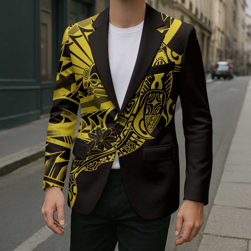 Yellow Marquesas Islands Blazer Marquesan Matatiki Hammerhead Shark Patutiki - Polynesian Pride