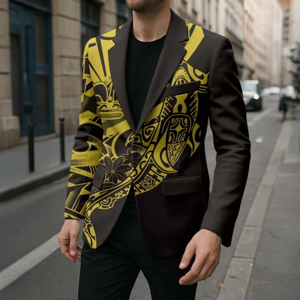 Yellow Marquesas Islands Blazer Marquesan Matatiki Hammerhead Shark Patutiki - Polynesian Pride