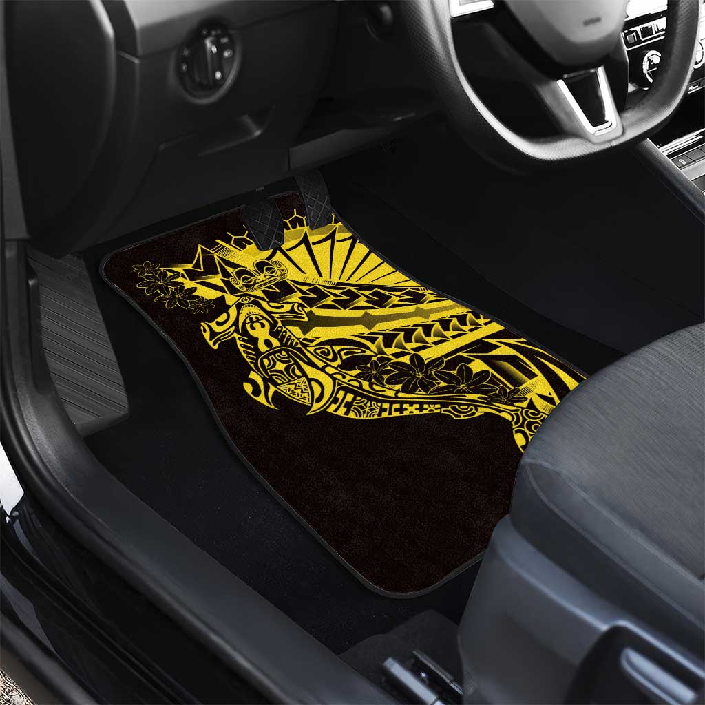 Yellow Marquesas Islands Car Mats Marquesan Matatiki Hammerhead Shark Patutiki - Polynesian Pride