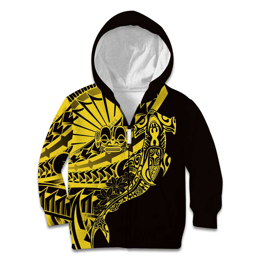 Yellow Marquesas Islands Kid Hoodie Marquesan Matatiki Hammerhead Shark Patutiki - Polynesian Pride
