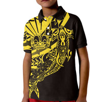 Yellow Marquesas Islands Kid Polo Shirt Marquesan Matatiki Hammerhead Shark Patutiki LT14 Kid Yellow - Polynesian Pride