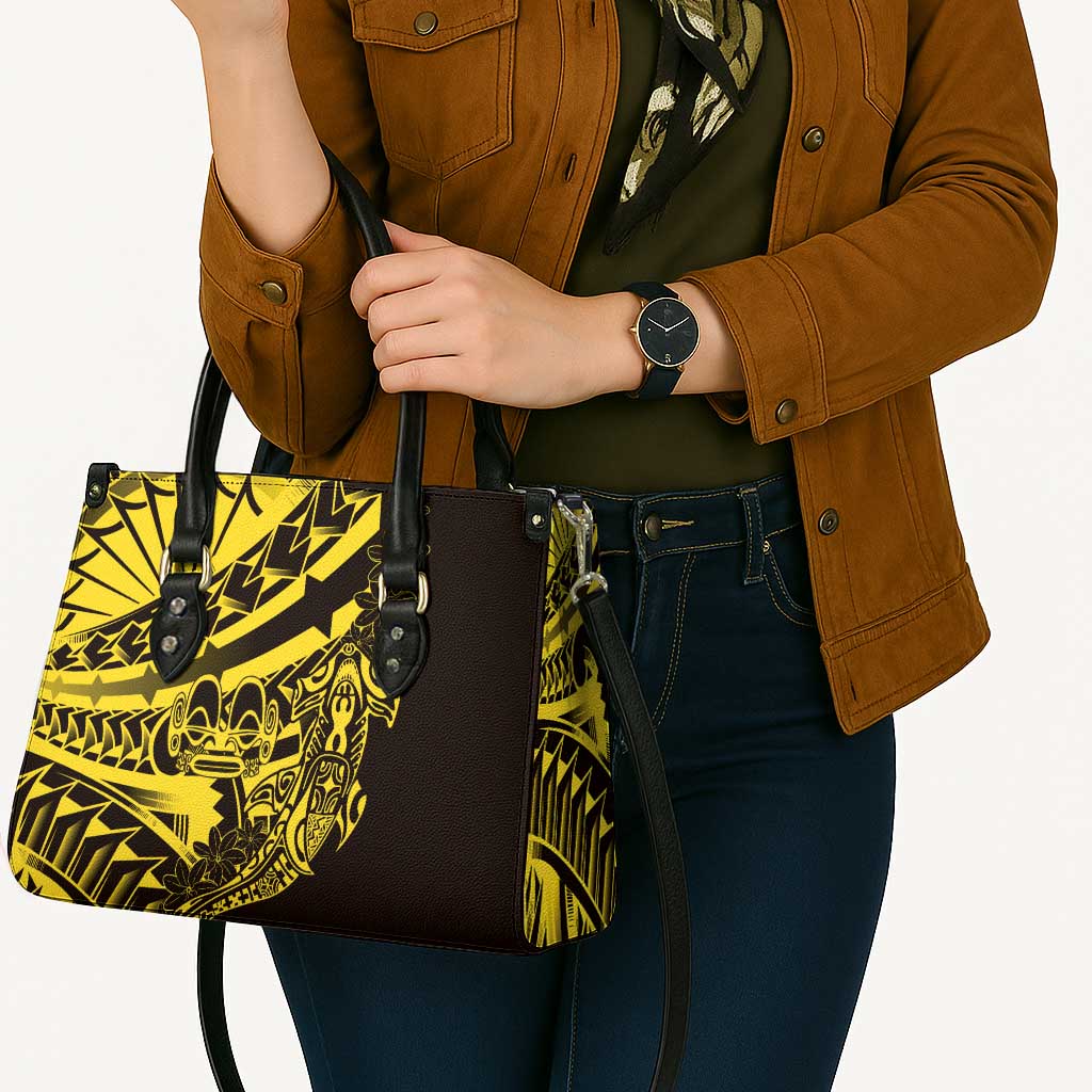 Yellow Marquesas Islands Leather Bag Marquesan Matatiki Hammerhead Shark Patutiki - Polynesian Pride