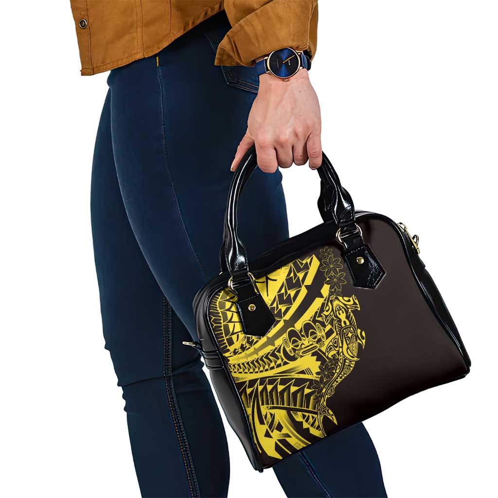 Yellow Marquesas Islands Shoulder Handbag Marquesan Matatiki Hammerhead Shark Patutiki - Polynesian Pride