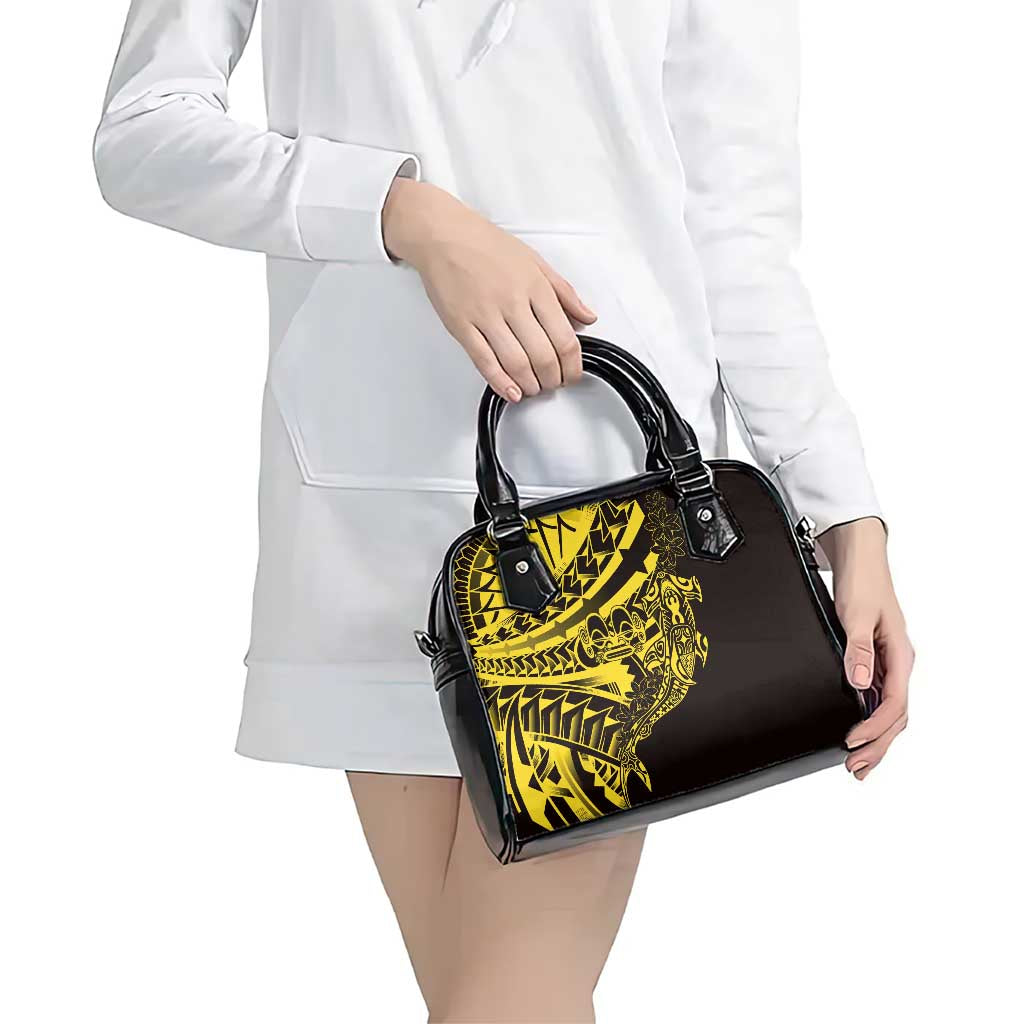 Yellow Marquesas Islands Shoulder Handbag Marquesan Matatiki Hammerhead Shark Patutiki - Polynesian Pride