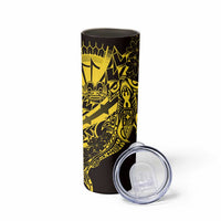 Yellow Marquesas Islands Skinny Tumbler Marquesan Matatiki Hammerhead Shark Patutiki LT14 - Polynesian Pride