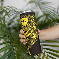 Yellow Marquesas Islands Skinny Tumbler Marquesan Matatiki Hammerhead Shark Patutiki LT14 - Polynesian Pride