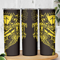 Yellow Marquesas Islands Skinny Tumbler Marquesan Matatiki Hammerhead Shark Patutiki LT14 - Polynesian Pride