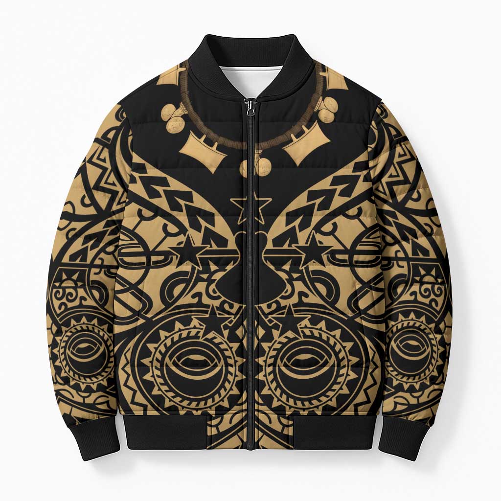 Austral Islands Bomber Puffer Jacket Tuhaa Pae Penu Stars Necklace Gold - Polynesian Pride