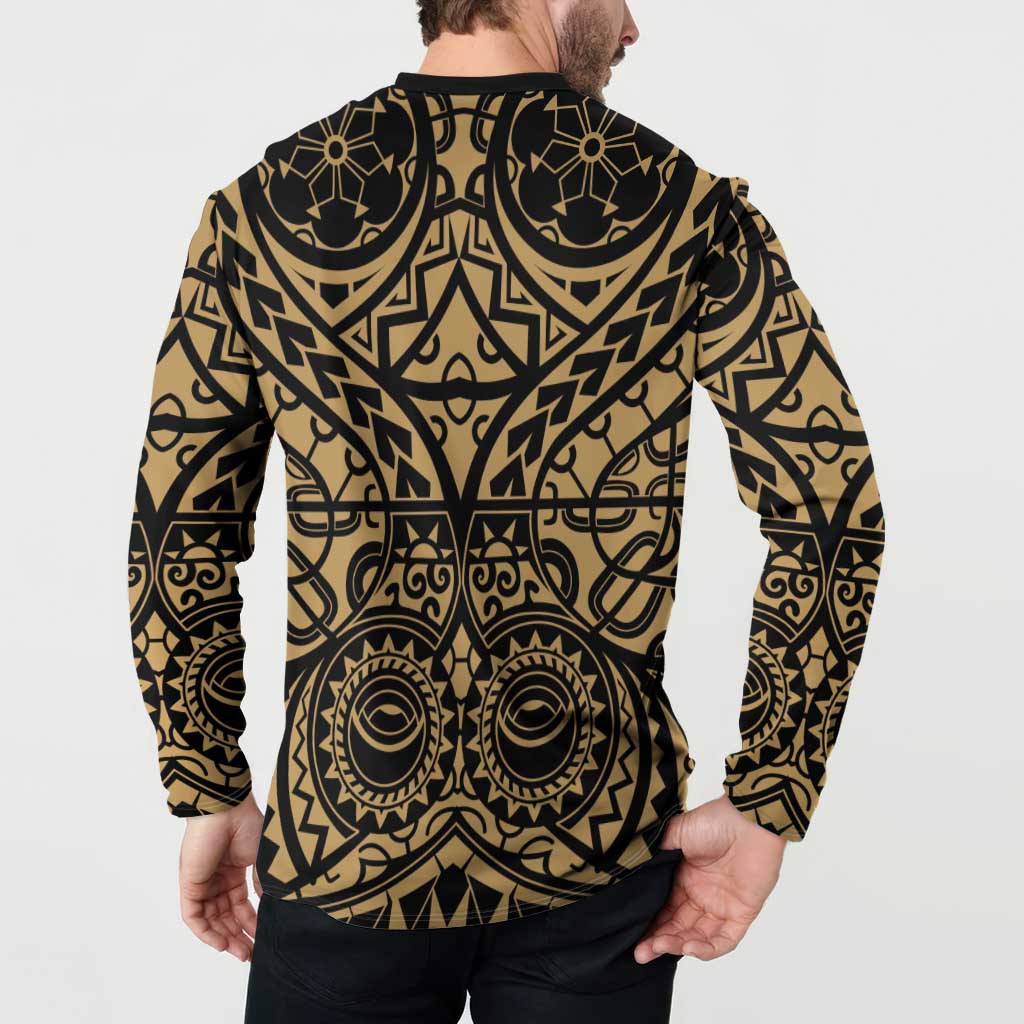 Austral Islands Button Sweatshirt Tuhaa Pae Penu Stars Necklace Gold - Polynesian Pride