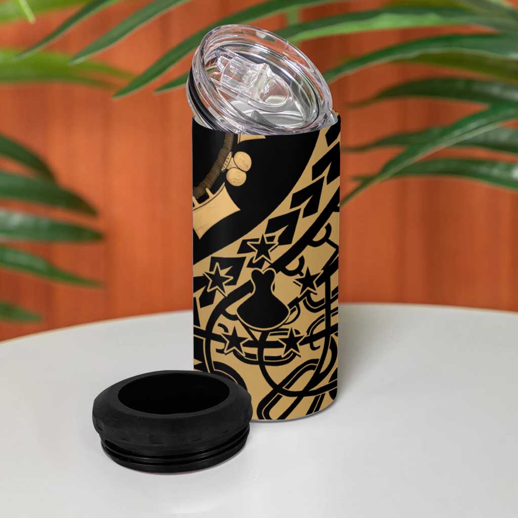 Austral Islands 4 in 1 Can Cooler Tumbler Tuhaa Pae Penu Stars Necklace Gold LT14 - Polynesian Pride