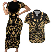 Austral Islands Couples Matching Short Sleeve Bodycon Dress and Hawaiian Shirt Tuhaa Pae Penu Stars Necklace Gold LT14 Gold - Polynesian Pride