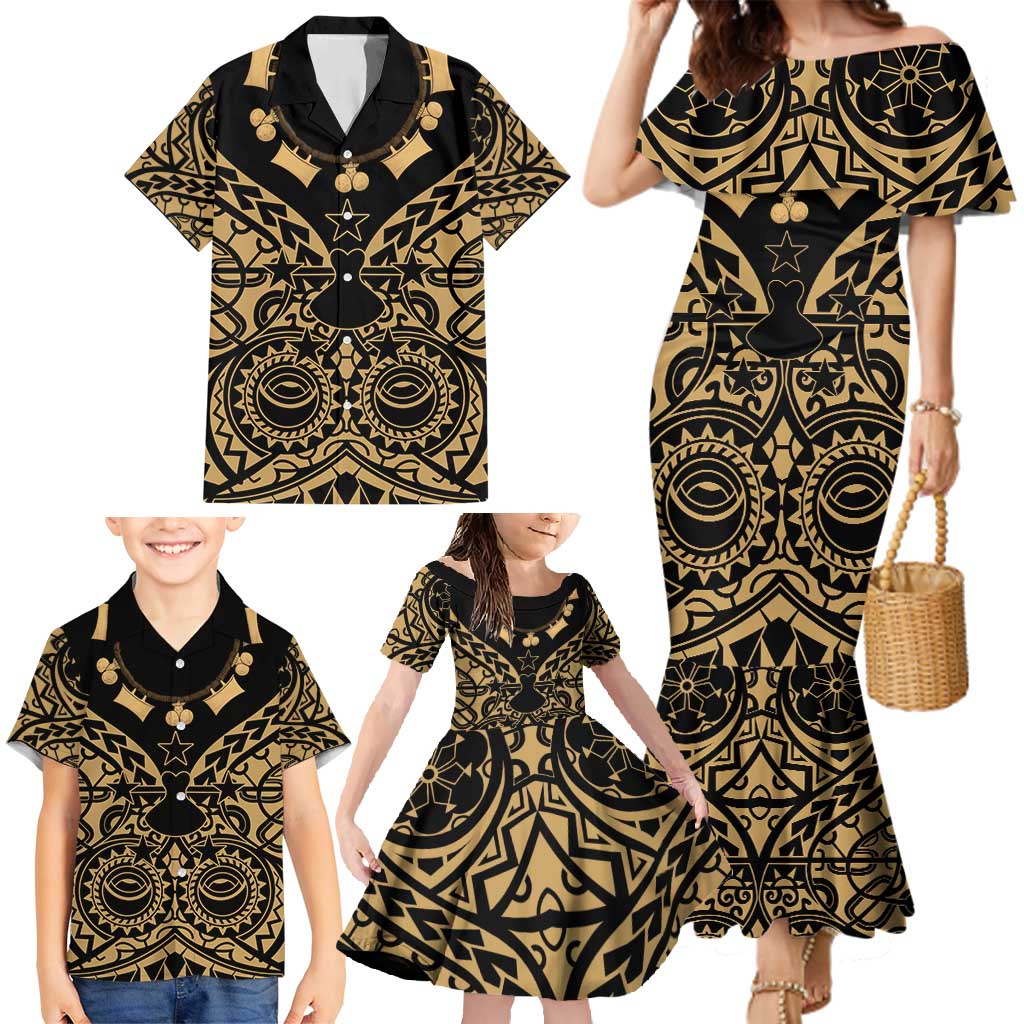 Austral Islands Family Matching Mermaid Dress and Hawaiian Shirt Tuhaa Pae Penu Stars Necklace Gold LT14 - Polynesian Pride