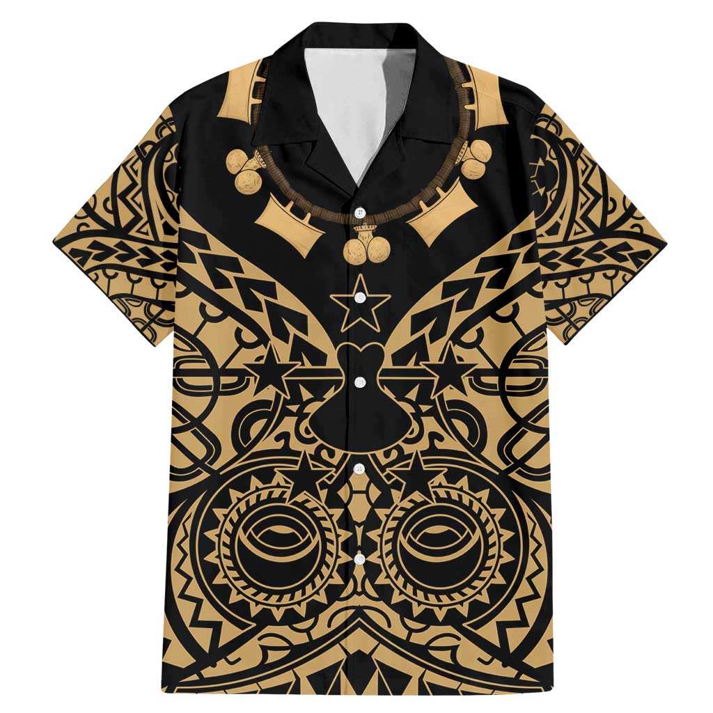 Austral Islands Family Matching Mermaid Dress and Hawaiian Shirt Tuhaa Pae Penu Stars Necklace Gold LT14 Dad's Shirt - Short Sleeve Gold - Polynesian Pride