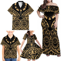 Austral Islands Family Matching Off Shoulder Maxi Dress and Hawaiian Shirt Tuhaa Pae Penu Stars Necklace Gold LT14 - Polynesian Pride