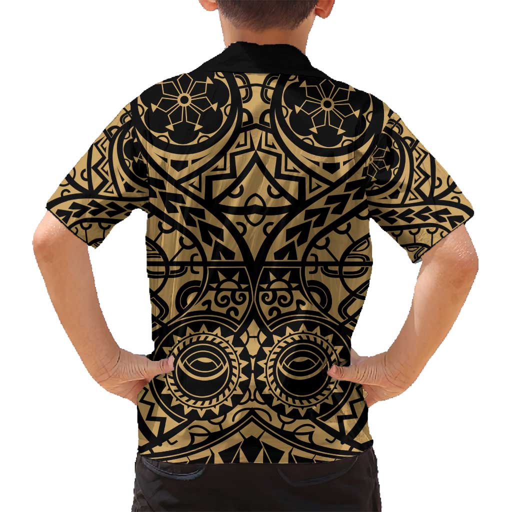 Austral Islands Family Matching Puletasi and Hawaiian Shirt Tuhaa Pae Penu Stars Necklace Gold LT14 - Polynesian Pride