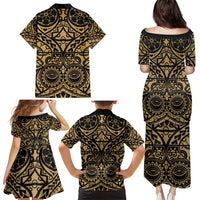 Austral Islands Family Matching Puletasi and Hawaiian Shirt Tuhaa Pae Penu Stars Necklace Gold LT14 - Polynesian Pride