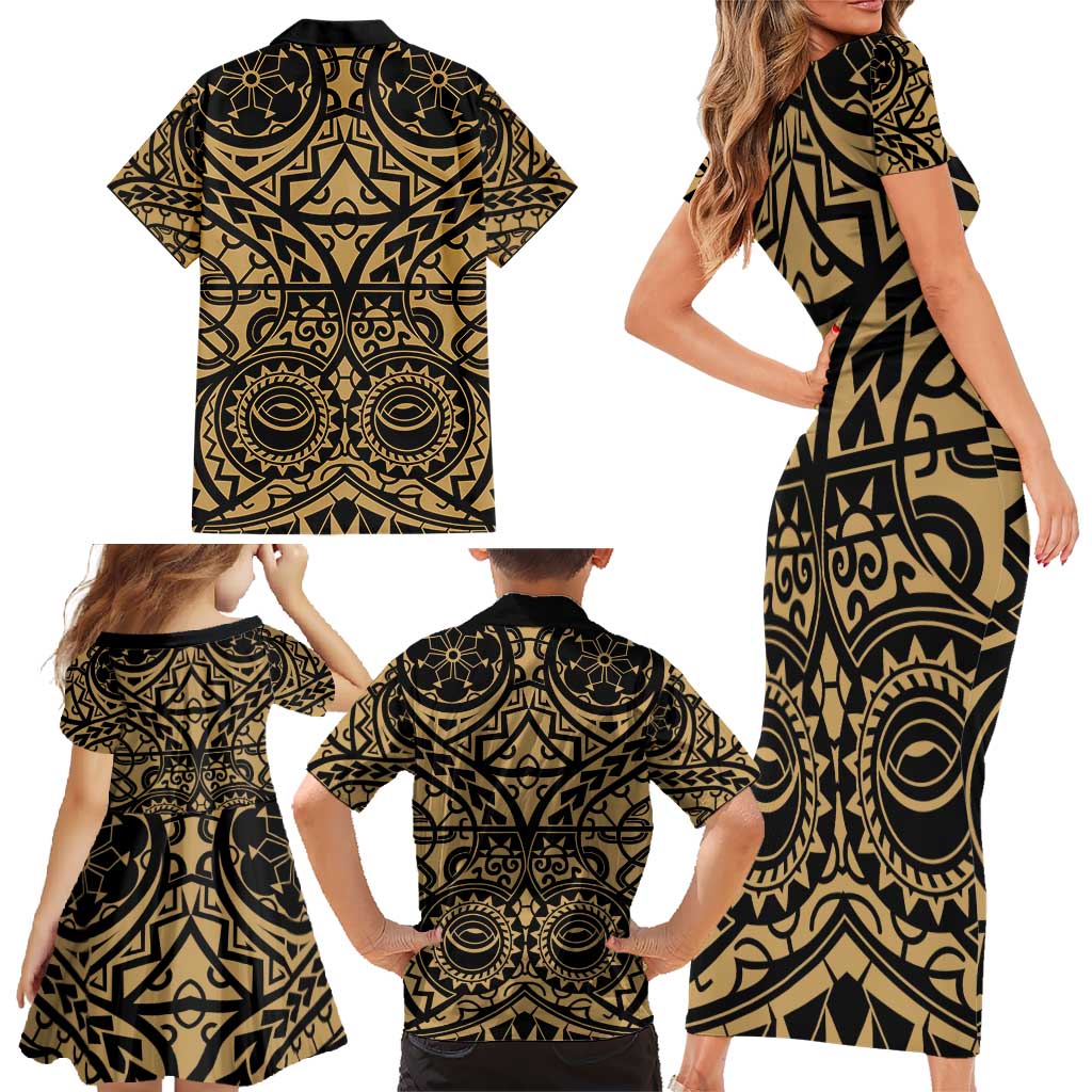 Austral Islands Family Matching Short Sleeve Bodycon Dress and Hawaiian Shirt Tuhaa Pae Penu Stars Necklace Gold LT14 - Polynesian Pride