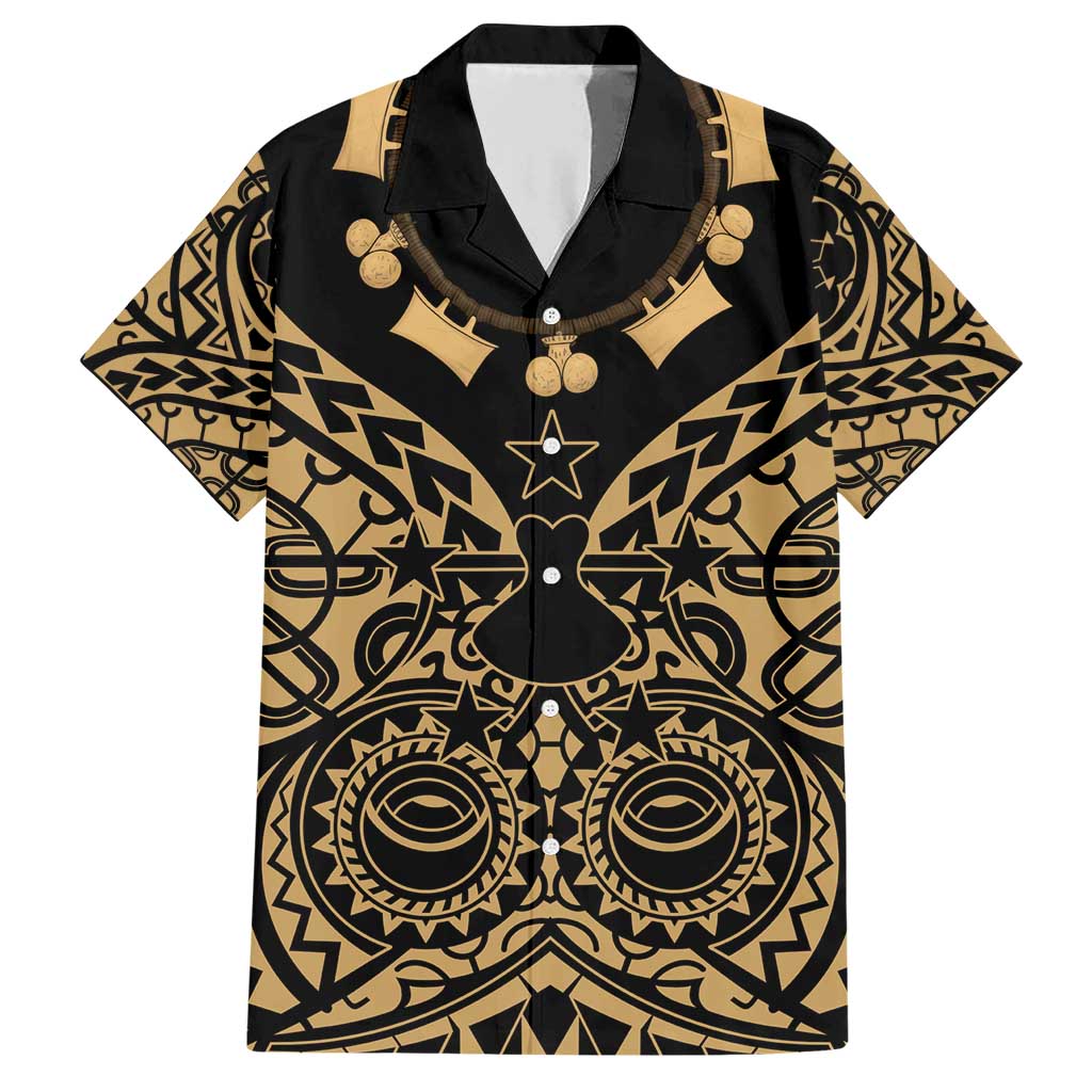 Austral Islands Family Matching Short Sleeve Bodycon Dress and Hawaiian Shirt Tuhaa Pae Penu Stars Necklace Gold LT14 Dad's Shirt - Short Sleeve Gold - Polynesian Pride