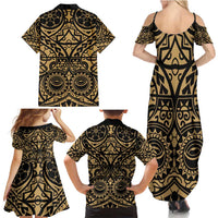 Austral Islands Family Matching Summer Maxi Dress and Hawaiian Shirt Tuhaa Pae Penu Stars Necklace Gold LT14 - Polynesian Pride
