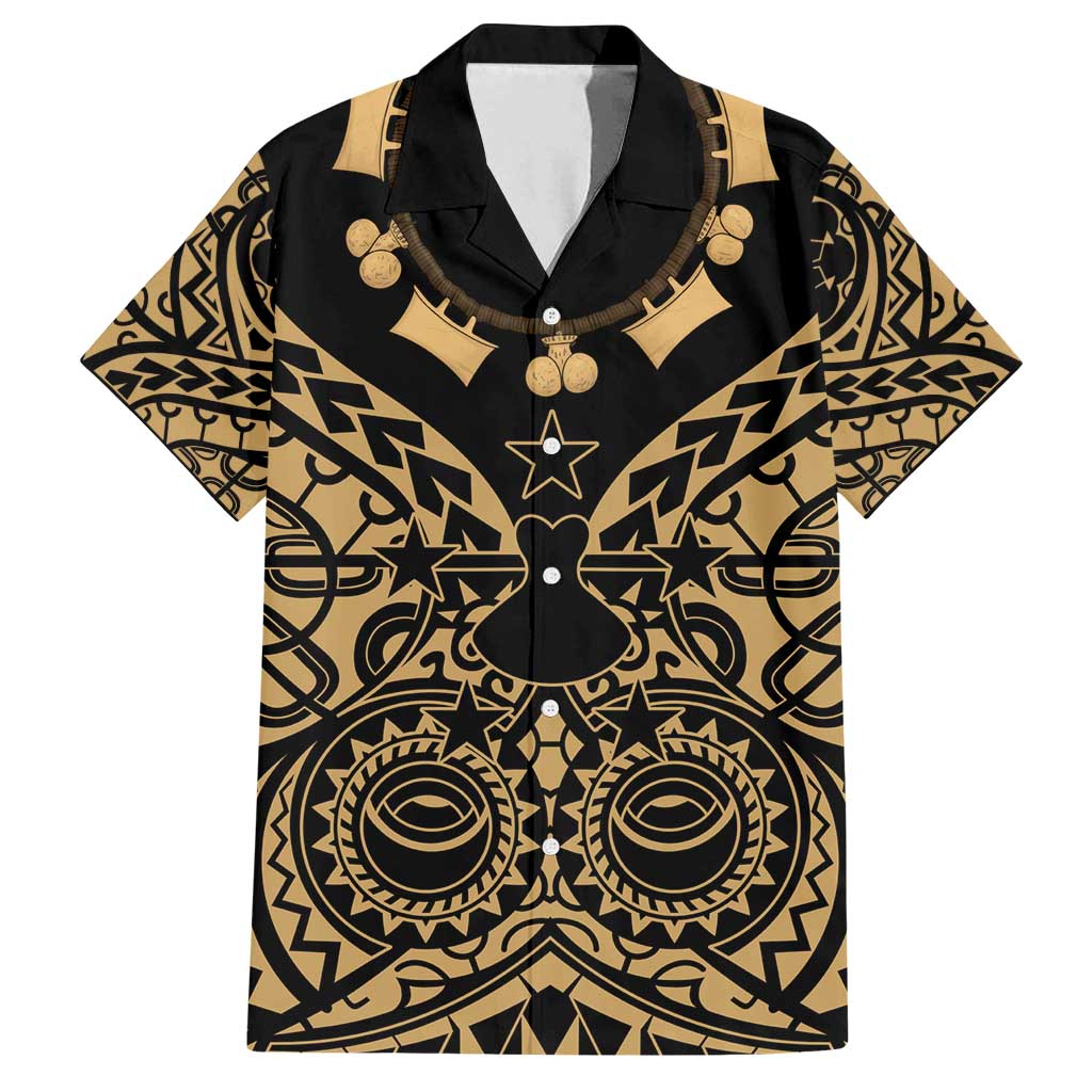 Austral Islands Family Matching Summer Maxi Dress and Hawaiian Shirt Tuhaa Pae Penu Stars Necklace Gold LT14 Dad's Shirt - Short Sleeve Gold - Polynesian Pride
