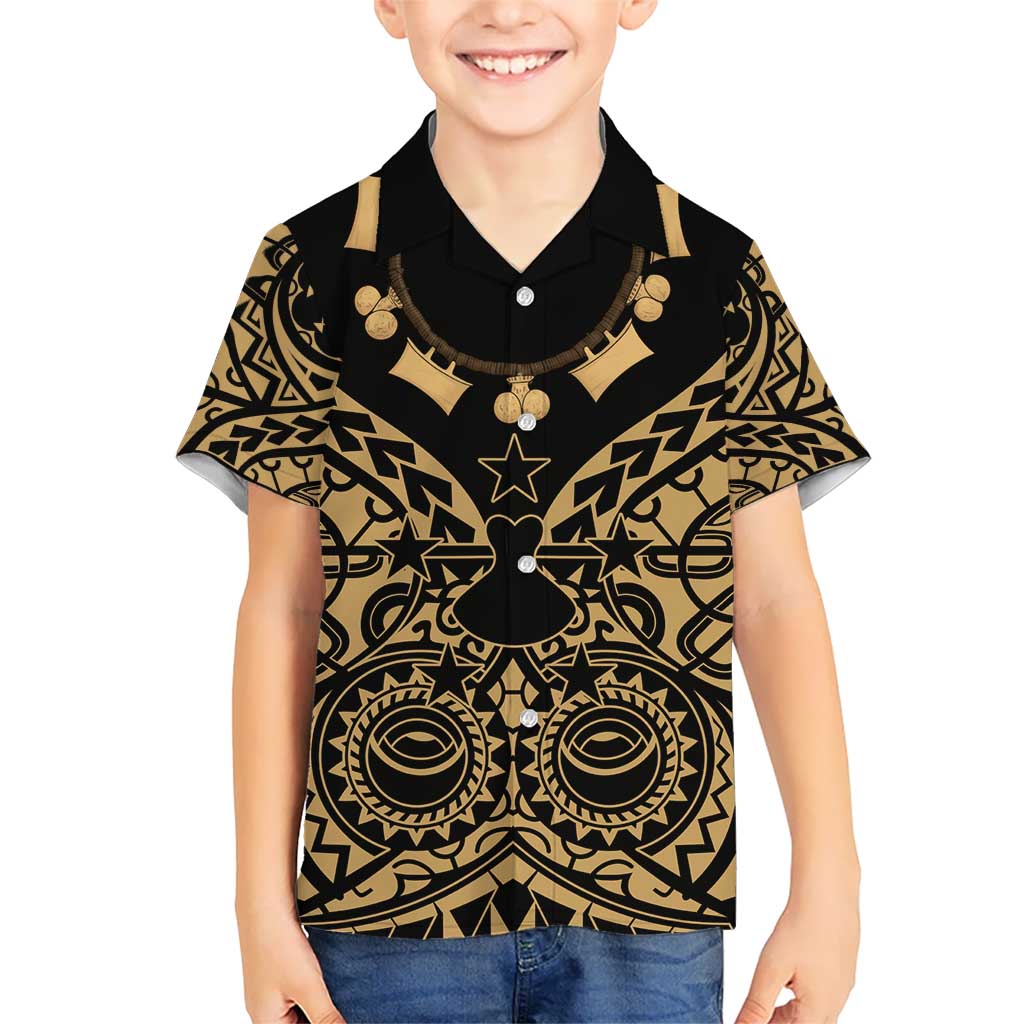 Austral Islands Kid Hawaiian Shirt Tuhaa Pae Penu Stars Necklace Gold - Polynesian Pride