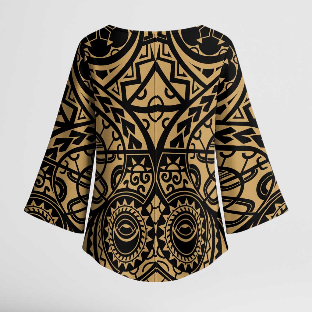 Austral Islands Kimono Sleeve Blouse Tuhaa Pae Penu Stars Necklace Gold LT14 - Polynesian Pride