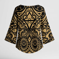 Austral Islands Kimono Sleeve Blouse Tuhaa Pae Penu Stars Necklace Gold LT14 - Polynesian Pride