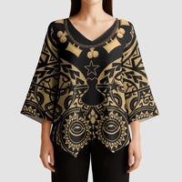 Austral Islands Kimono Sleeve Blouse Tuhaa Pae Penu Stars Necklace Gold LT14 - Polynesian Pride