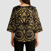 Austral Islands Kimono Sleeve Blouse Tuhaa Pae Penu Stars Necklace Gold LT14 - Polynesian Pride