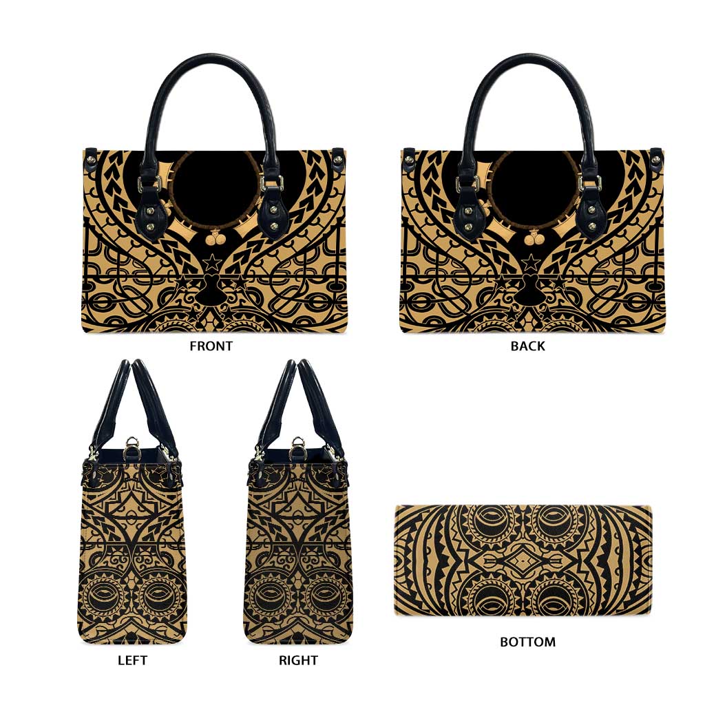 Austral Islands Leather Bag Tuhaa Pae Penu Stars Necklace Gold - Polynesian Pride