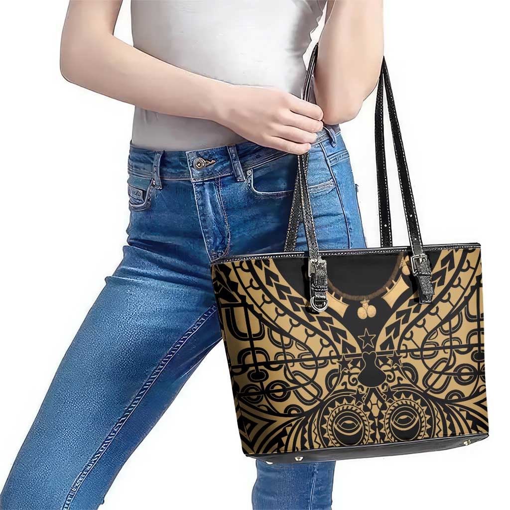 Austral Islands Leather Tote Bag Tuhaa Pae Penu Stars Necklace Gold - Polynesian Pride