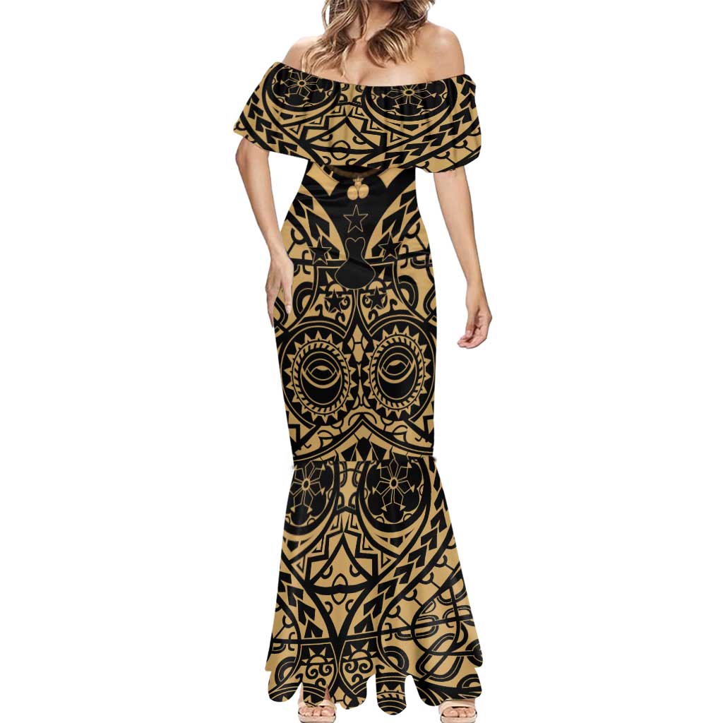 Austral Islands Mermaid Dress Tuhaa Pae Penu Stars Necklace Gold - Polynesian Pride