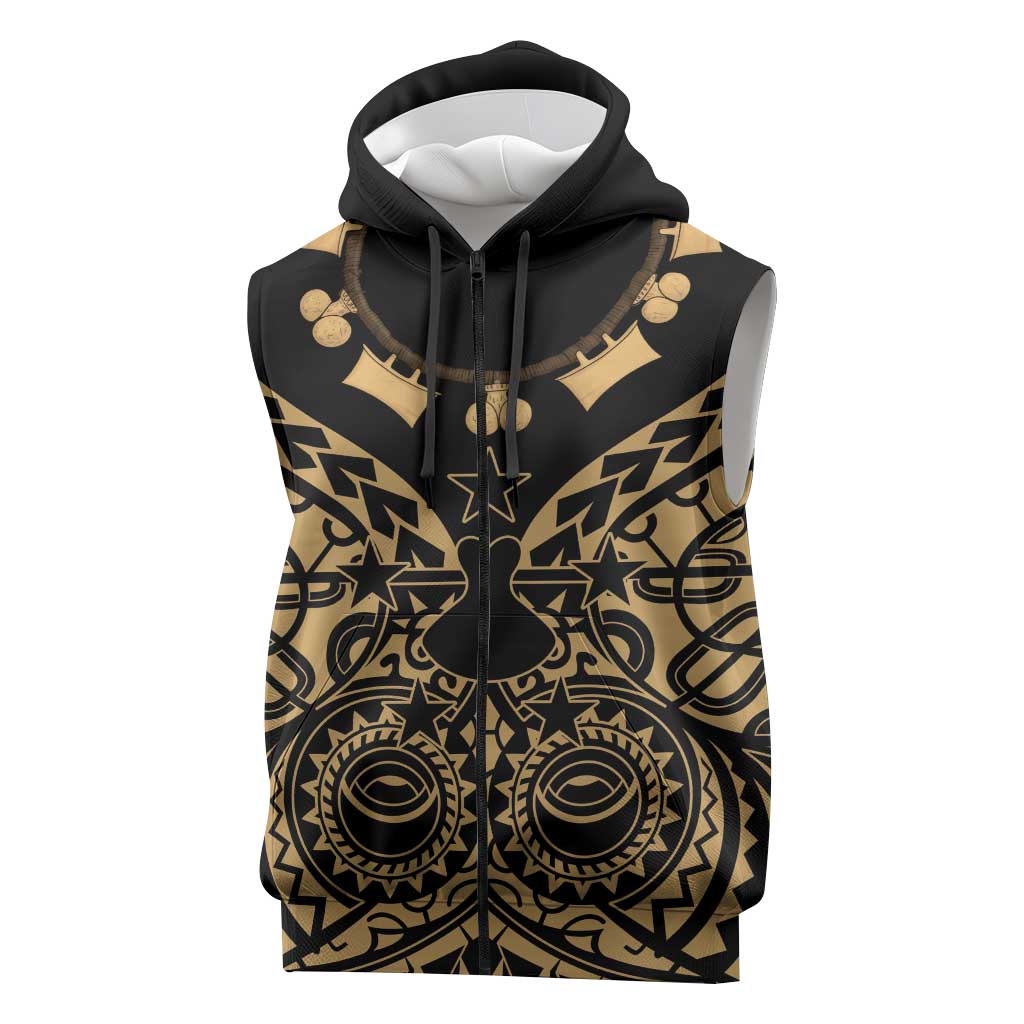 Austral Islands Sleeveless Zip Hoodie Tuhaa Pae Penu Stars Necklace Gold LT14