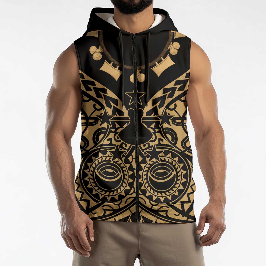 Austral Islands Sleeveless Zip Hoodie Tuhaa Pae Penu Stars Necklace Gold LT14