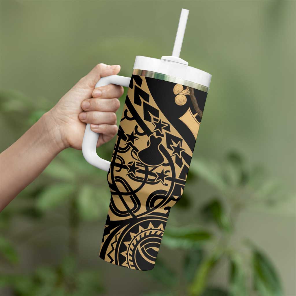 Austral Islands Tumbler With Handle Tuhaa Pae Penu Stars Necklace Gold - Polynesian Pride