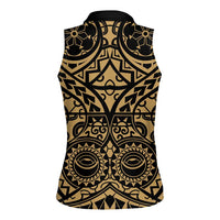 Austral Islands Women Sleeveless Polo Shirt Tuhaa Pae Penu Stars Necklace Gold LT14 - Polynesian Pride