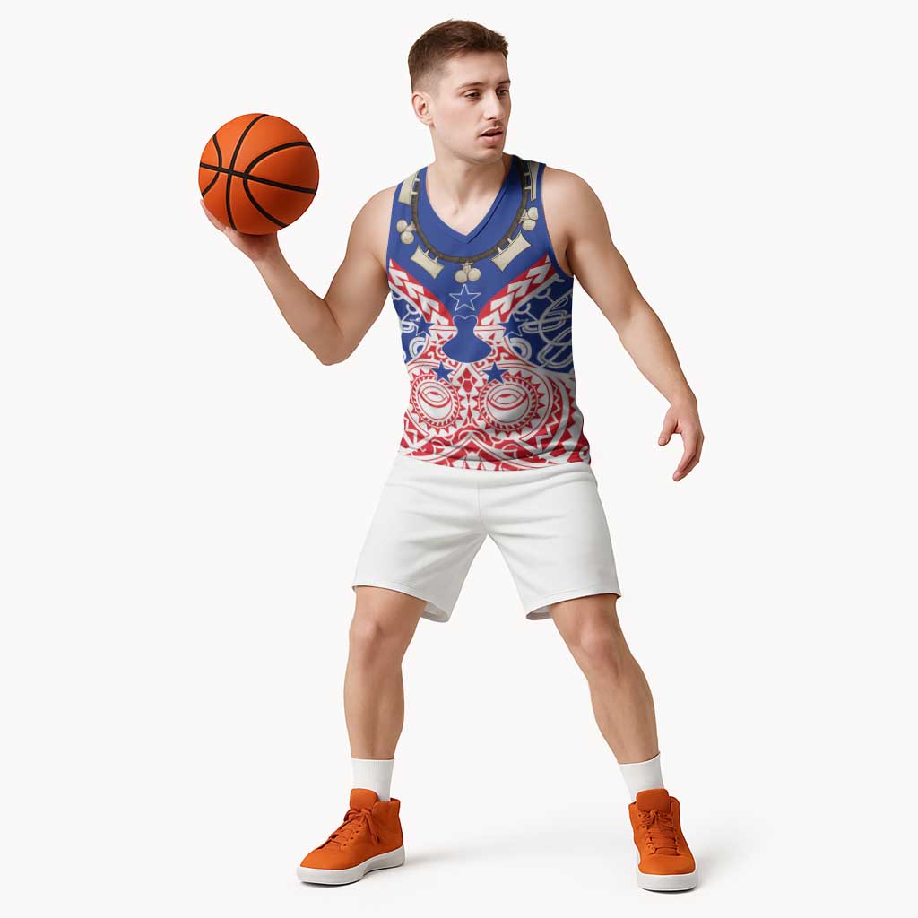 Austral Islands Basketball Jersey Tuhaa Pae Penu Stars Necklace Red - Polynesian Pride